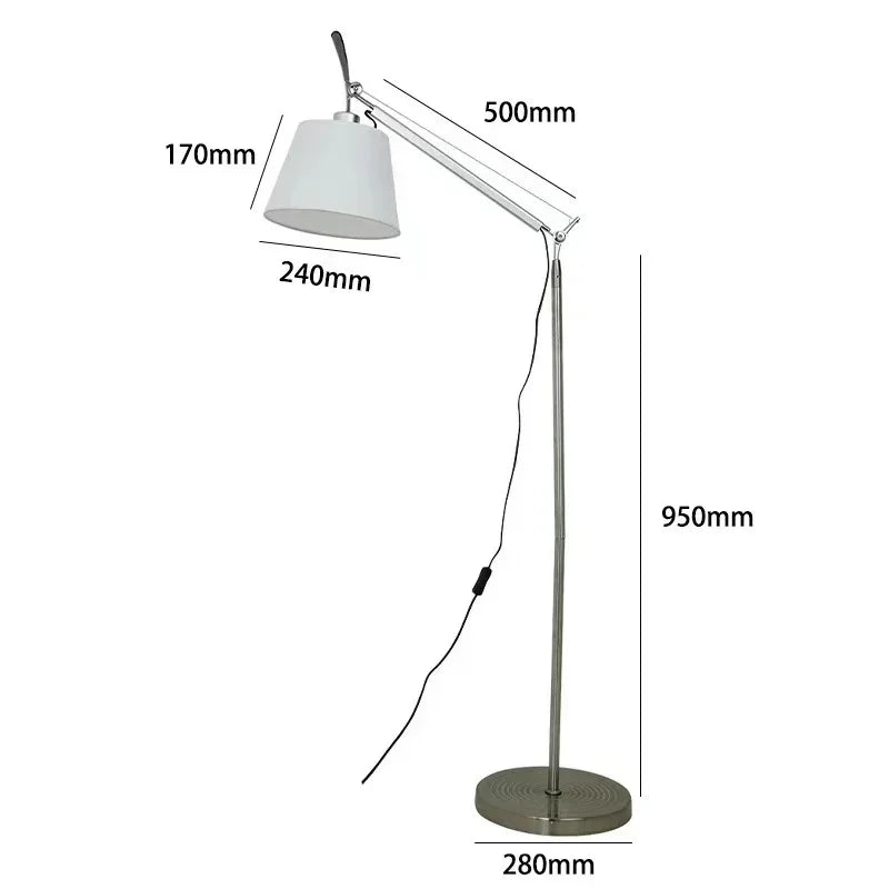 Long Arm Adjustable Floor Lamp – Modern Nordic LED Reading Light for Bedroom, Study, Office