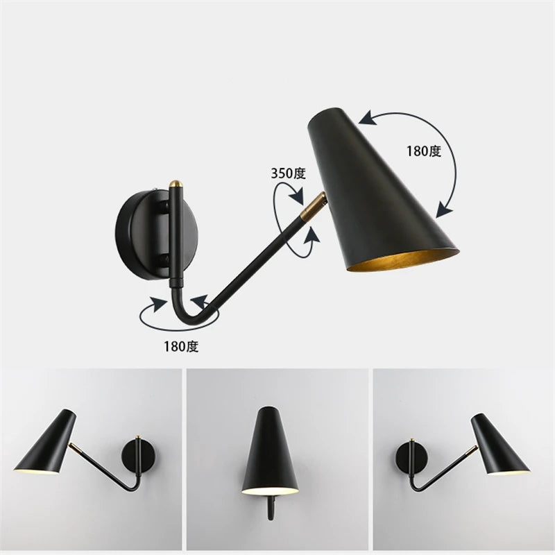 Adjustable Long-Arm LED Wall Lamp – American Modern Plug-In Sconce for Bedside, Study, and Interior Home Décor Lighting