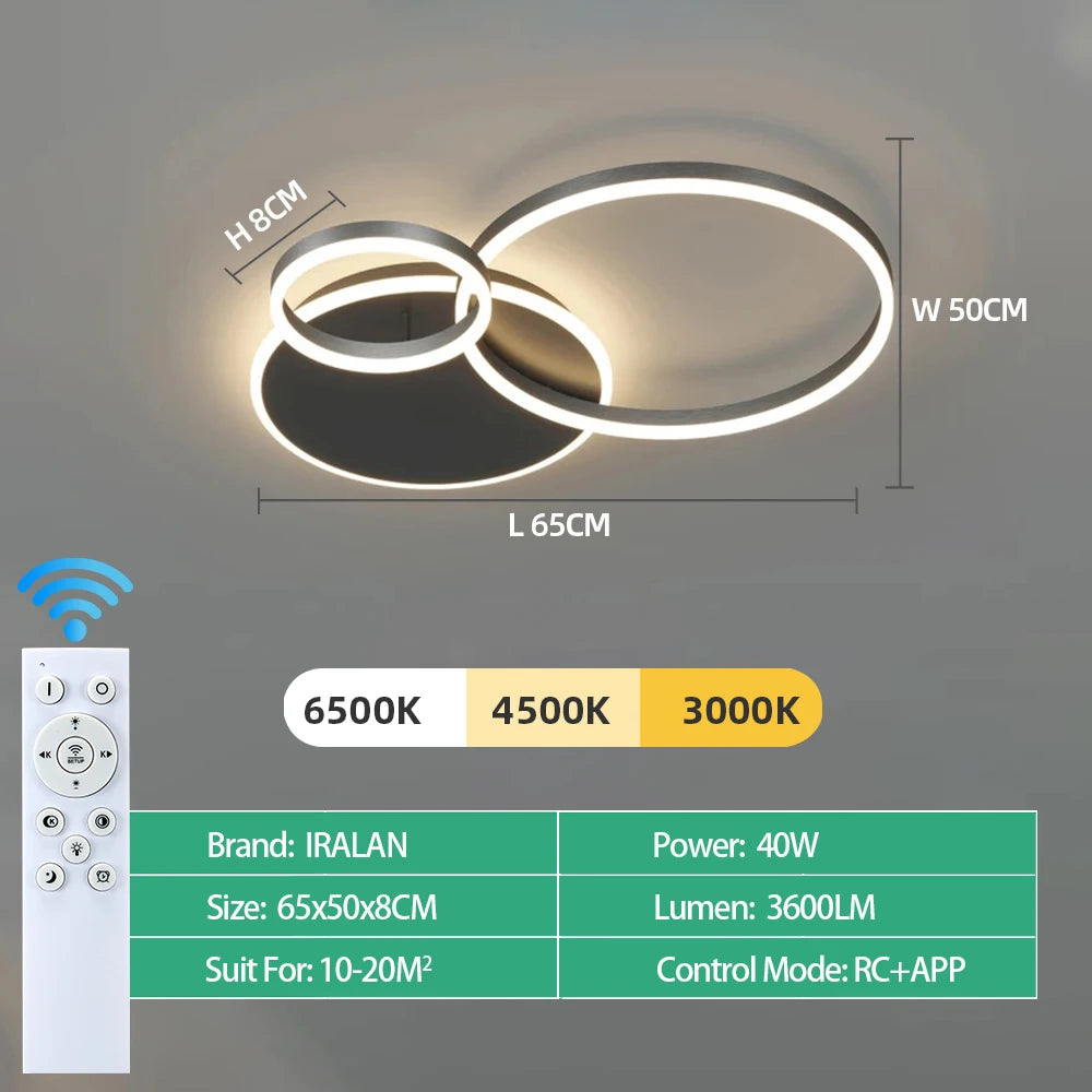 Modern LED Circle Ring Chandelier – Minimalist Ceiling Light for Living Room, Bedroom, Study & Office