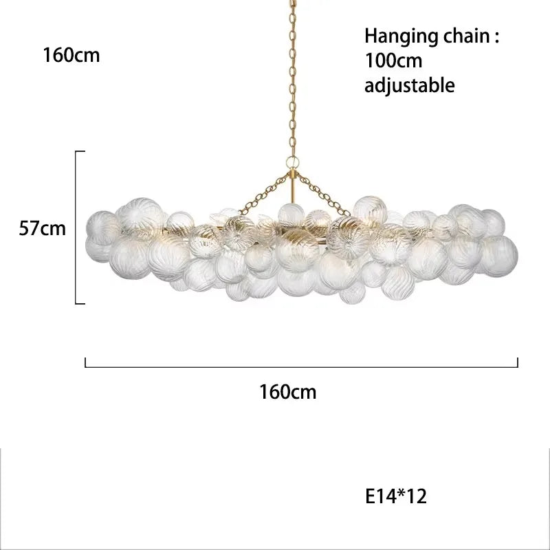 2025 Trendy Glass Bubble Art Chandelier – Gold & Chrome LED Ceiling Light for Living Room