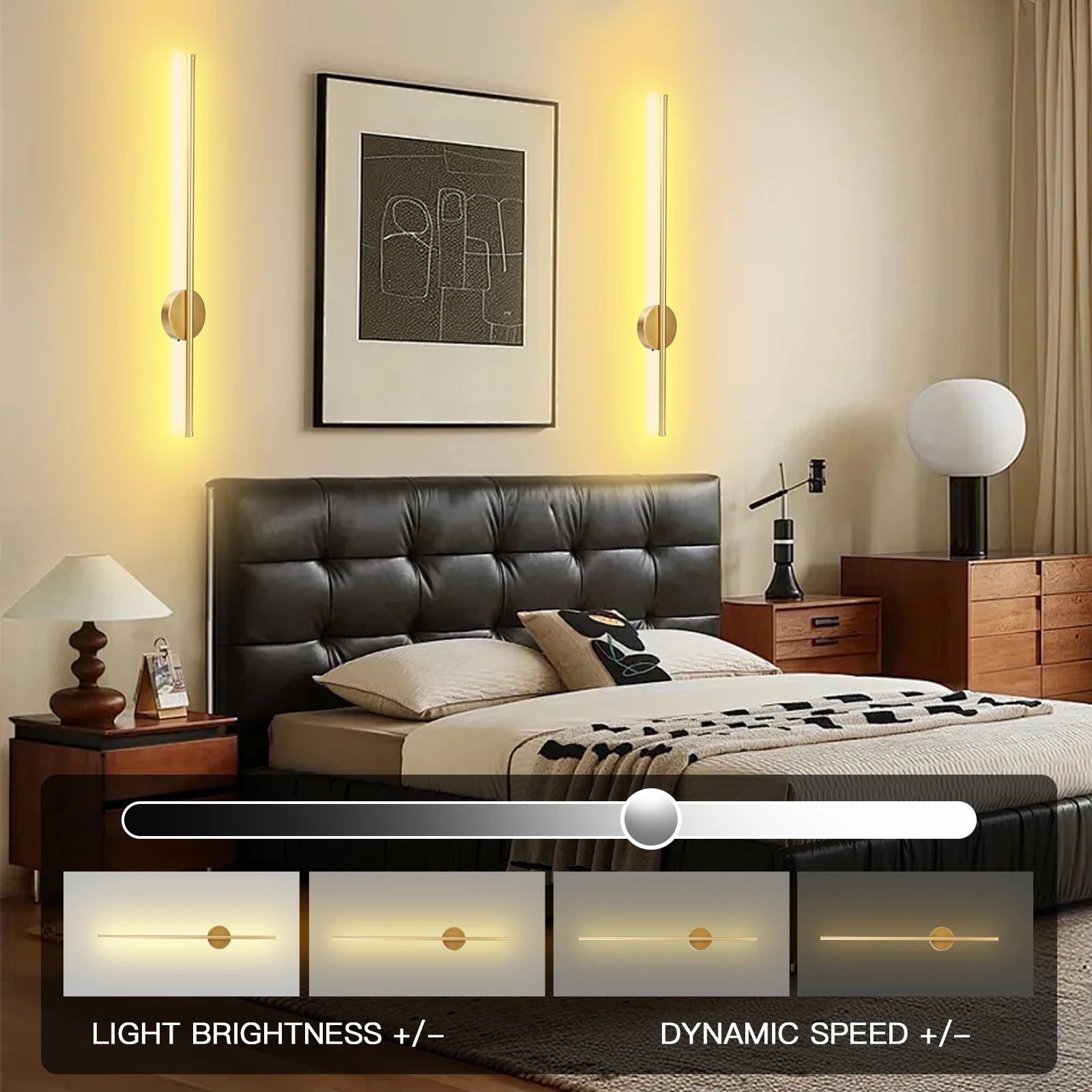 Wireless Magnetic LED Wall Lamp – 50cm Rechargeable Bedside Light with Remote Control
