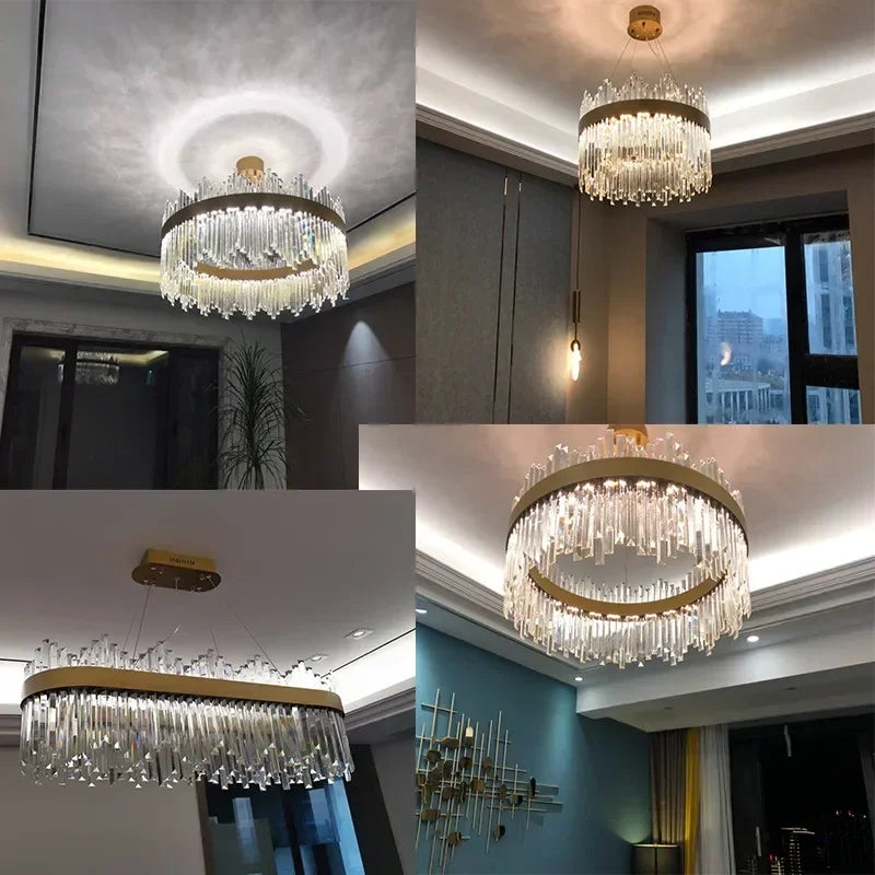 Light Luxury Crystal Chandelier – Modern LED Pendant for Living Room, Bedroom & Villa Decor