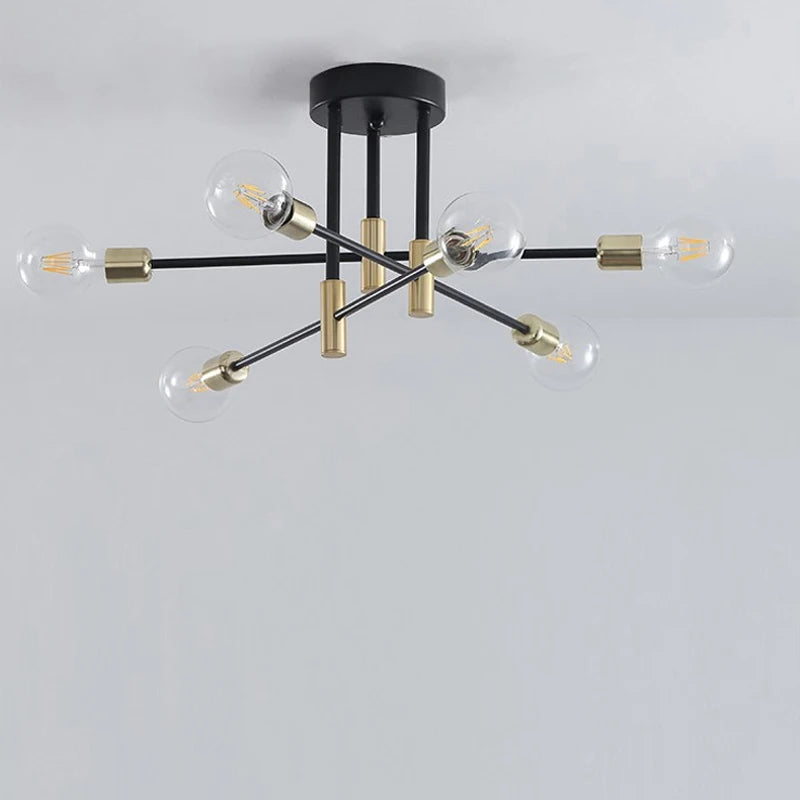 Retro Industrial Wrought Iron Ceiling Chandeliers LED Ceiling Lamp – Modern Home Luminaire for Living Room Decoration