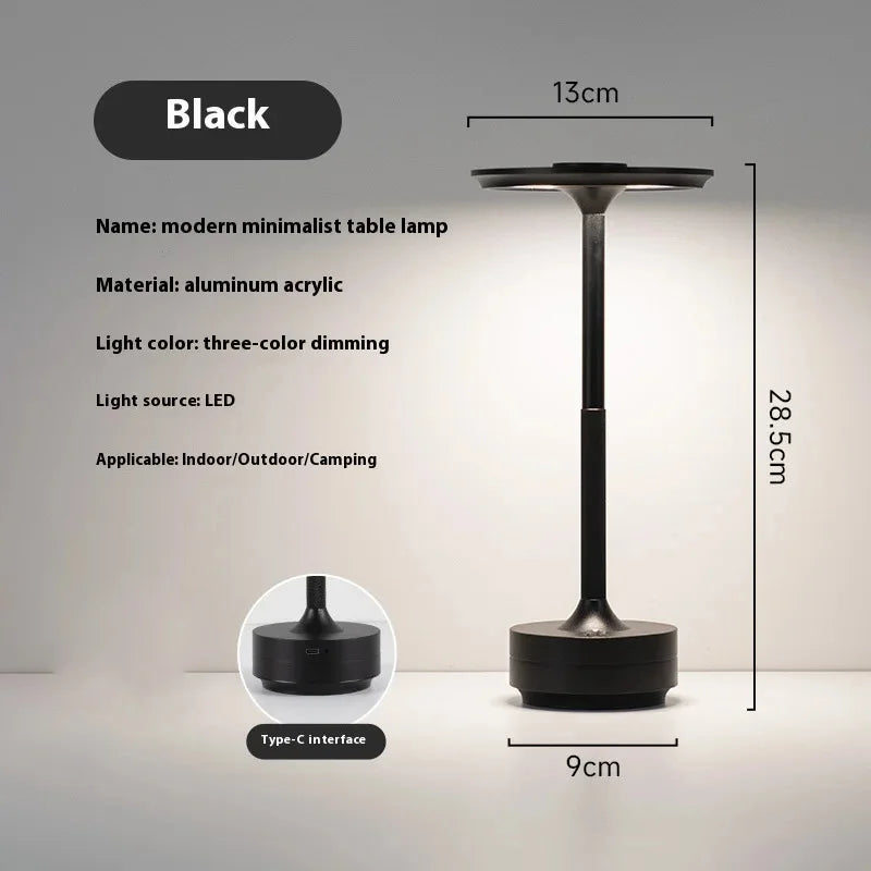 Wireless Simple Decorative Table Lamp – Infinitely Dimmable Retro Portable Rechargeable Touch Desk Light