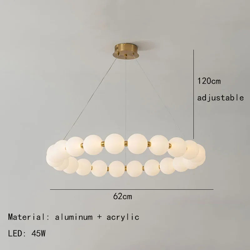 Modern Nordic Classic LED Pendant Light – Pearl Necklace Style Chandelier for Dining and Living Rooms