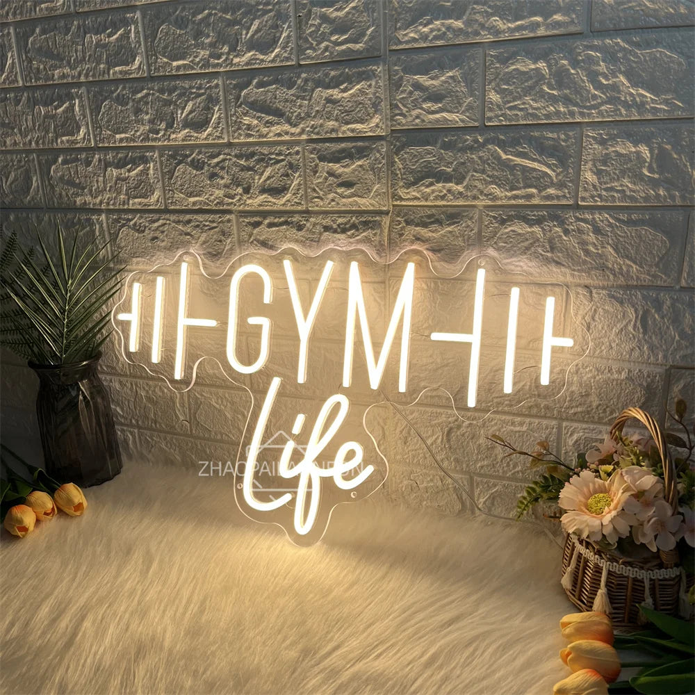 Dumbbell GYM Neon LED Wall Sign – Fitness Club and Sports Room Decorative Neon Light