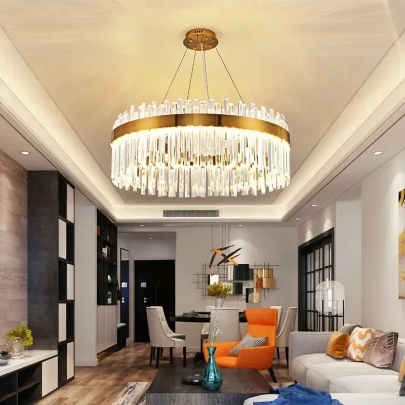 Light Luxury Crystal Chandelier – Modern LED Pendant for Living Room, Bedroom & Villa Decor