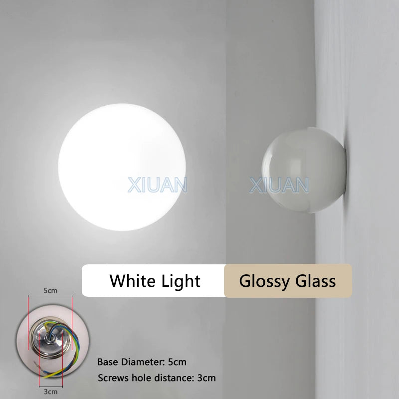 Modern Milky White Glass Wall Lamp – Hidden Base Round G9 LED Sconce for Bedroom, Living Room, and Hallway Décor