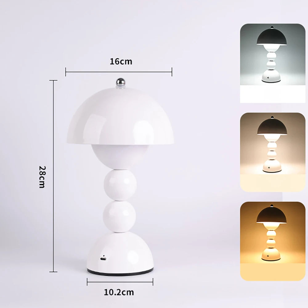 LED Mushroom Table Lamp – Rechargeable Touch-Control Flower Bud Desk Light for Bedroom Night and Room Decoration