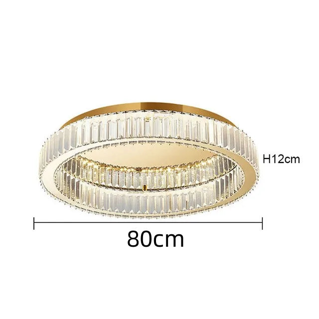Modern Gold Luxury Crystal LED Chandelier – Round Ceiling Light for Living Room, Dining Room, and Bedroom