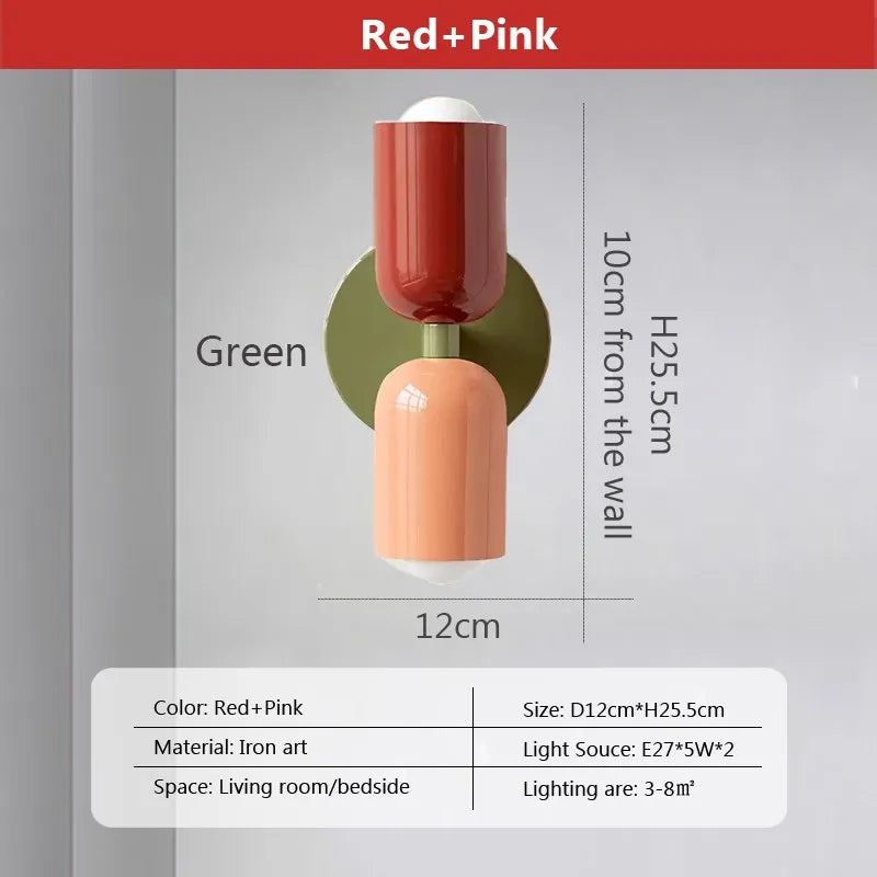 Modern Nordic Double-Head LED Wall Sconce – Minimalist Iron Design for Bedroom, Living Room & Study