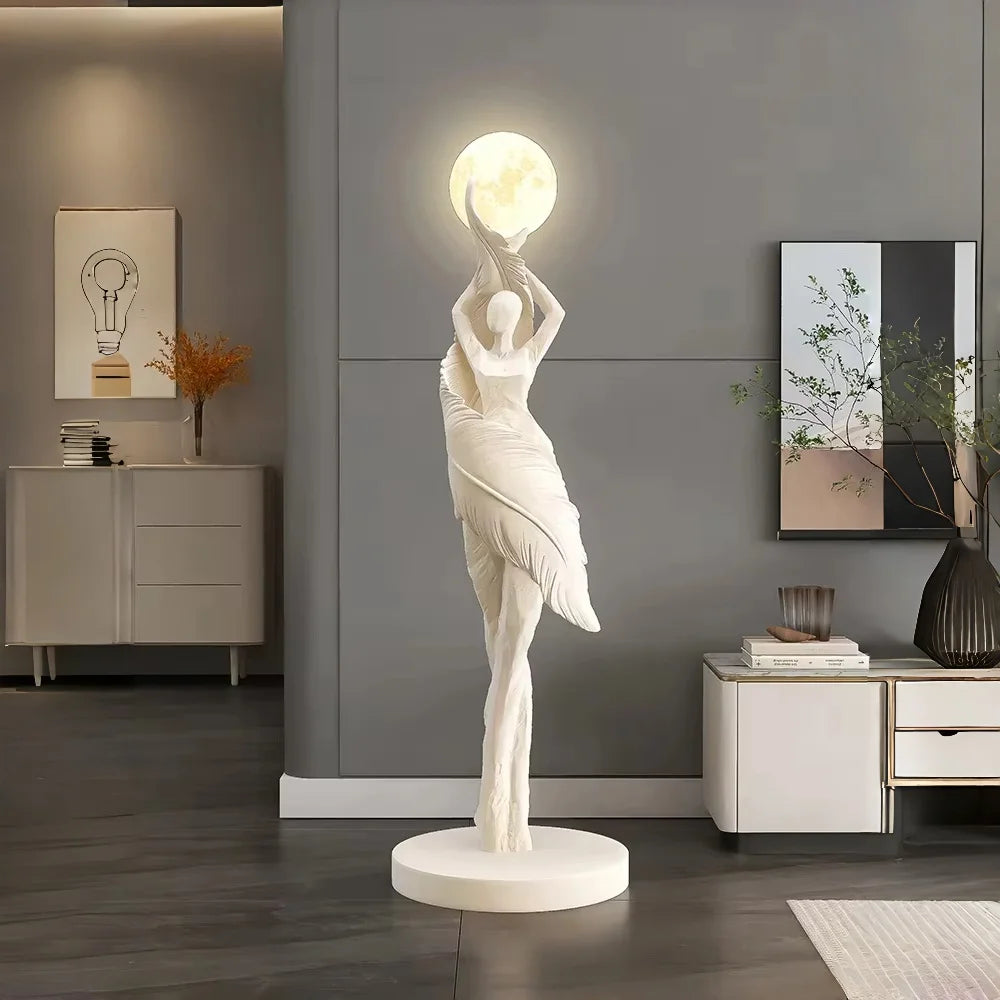 Modern Art Humanoid Floor Lamp – High-End Resin Sculpture LED Atmosphere Light for Living Room and Bedroom