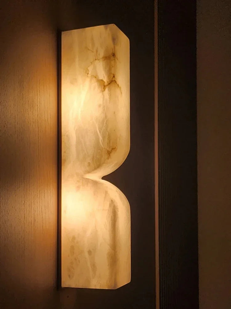Modern Marble LED Wall Lamp – Warm Ambient Copper Sconce for Bedroom, Living Room, and Interior Décor Walls