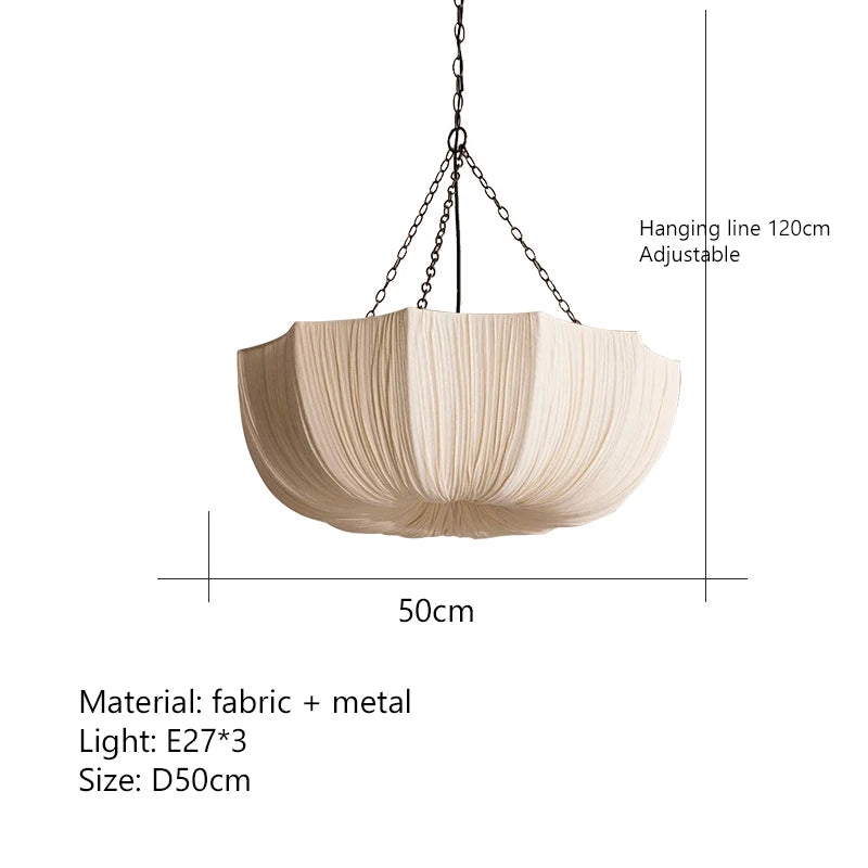 Nordic Minimalist Wabi-Sabi Fabric Chandelier – Modern Pendant Light for Living Room, Dining Room, Bedroom & Restaurants