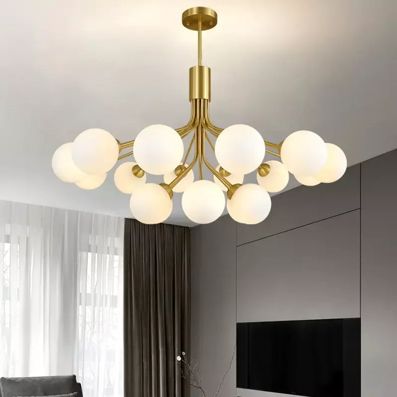 Postmodern Minimalist Magic Beans Chandelier – 2024 Nordic Creative Glass Ball Ceiling Light for Living Rooms and Kitchens