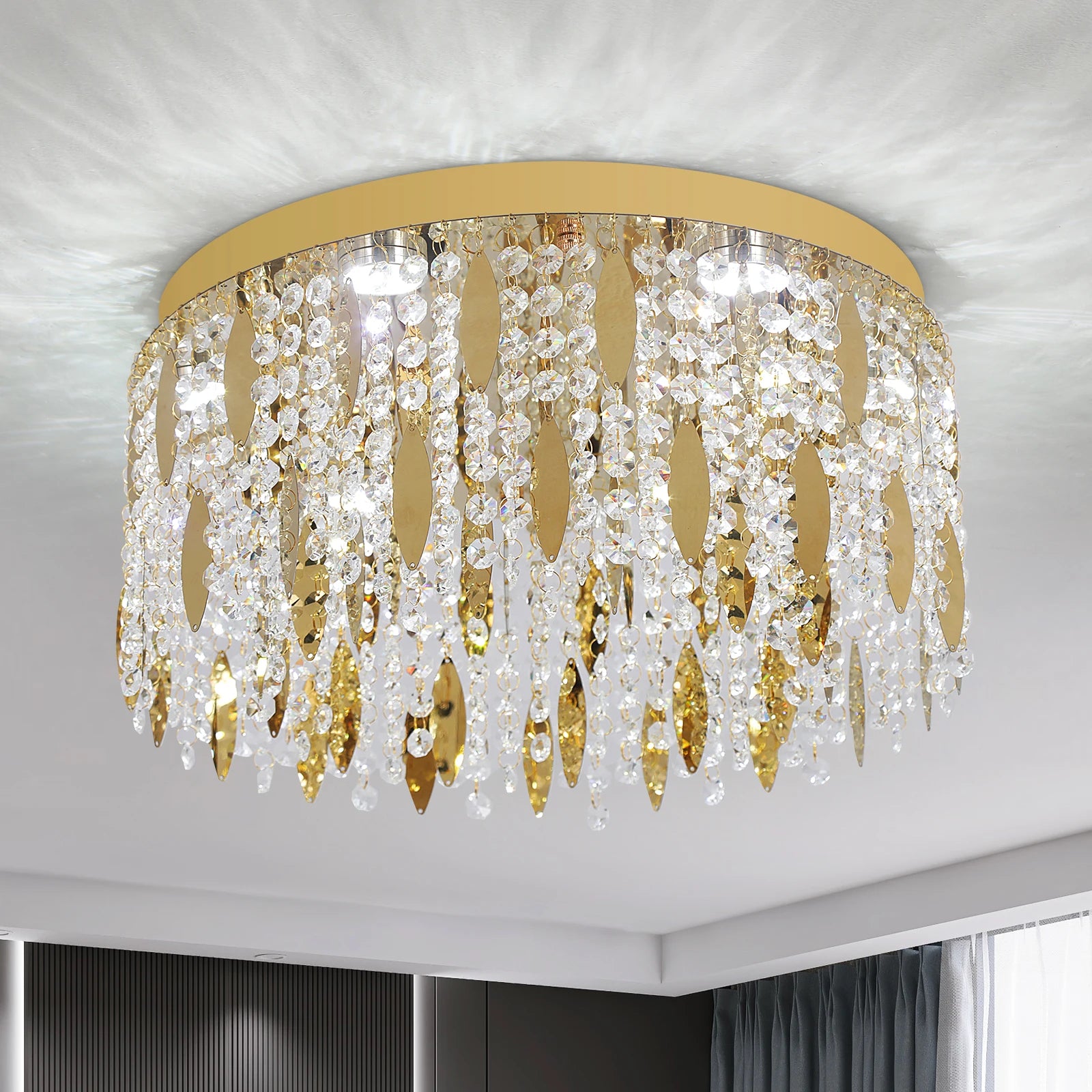 Luxury K9 Crystal LED Ceiling Lamp – Modern Chandelier for Living Room, Dining Room & Home Interior