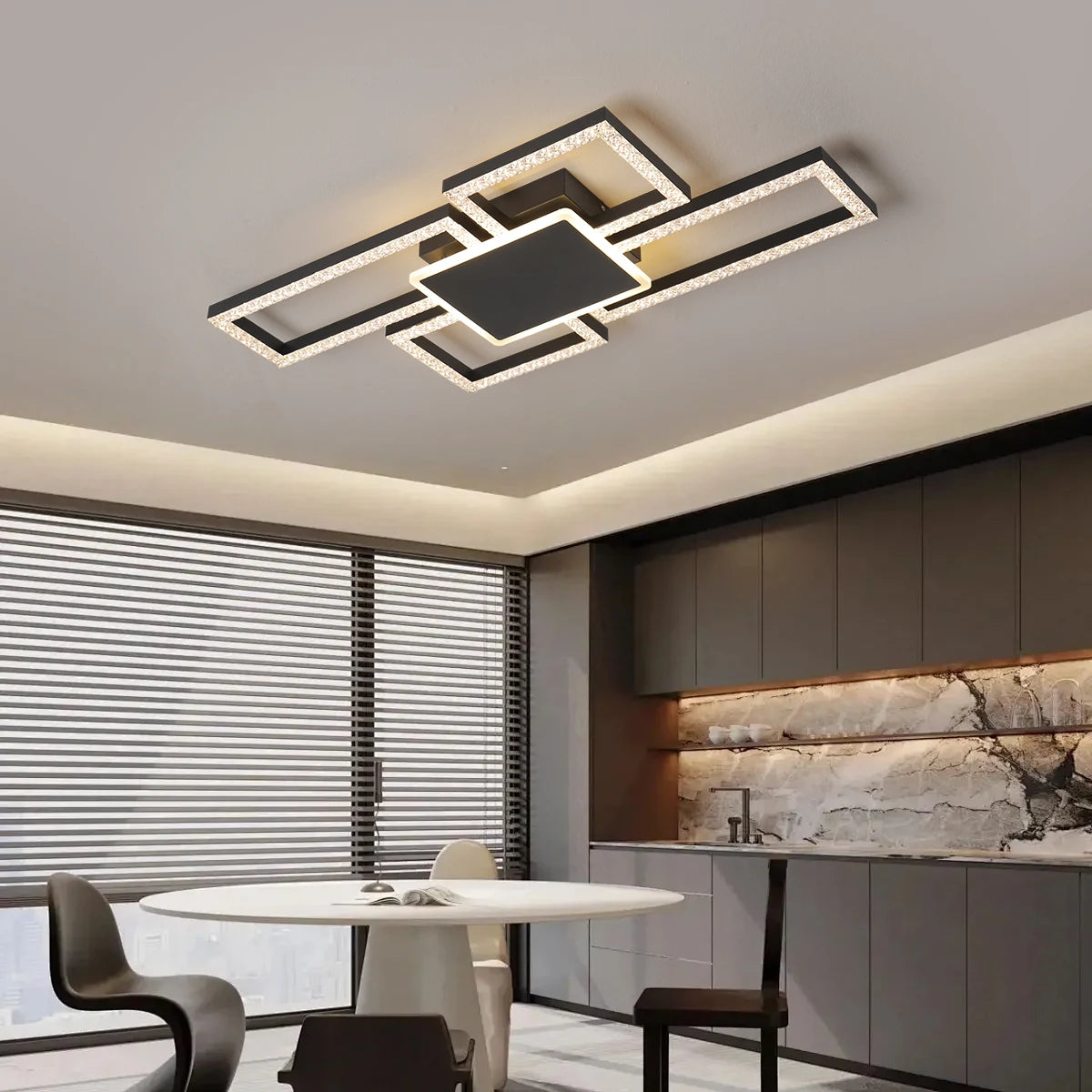 Modern LED Square Chandelier – Nordic Ceiling Light for Living Room, Dining Room, Bedroom & Study