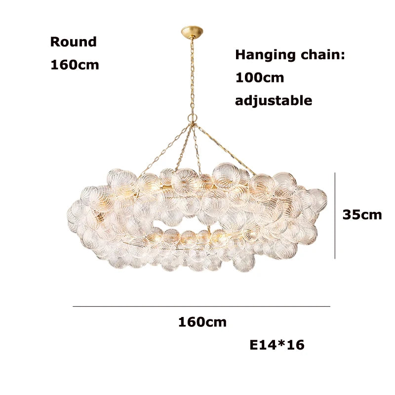 2025 Trendy Glass Bubble Art Chandelier – Gold & Chrome LED Ceiling Light for Living Room