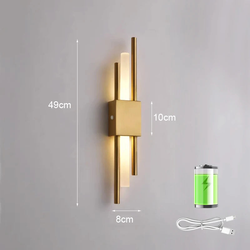 Nordic Rechargeable LED Wall Lamp – Modern Acrylic Up &amp; Down Sconce for Bedroom, Living Room, and Hotel Interior Lighting