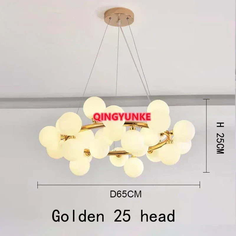Glass Ball LED Chandelier for Living Room – Modern Nordic Ceiling Lamp & Kitchen Island Pendant Light
