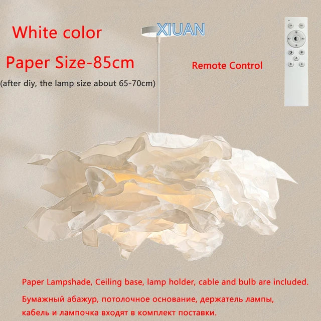 Minimalist Paper Chandelier Lighting – DIY White Pendant Lamp for Bedroom, Living Room & Home Interior (E27 LED)