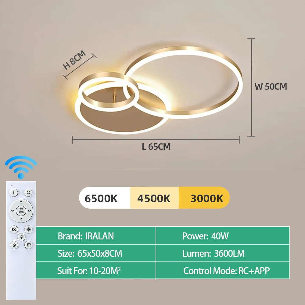 Modern LED Circle Ring Chandelier – Minimalist Ceiling Light for Living Room, Bedroom, Study & Office