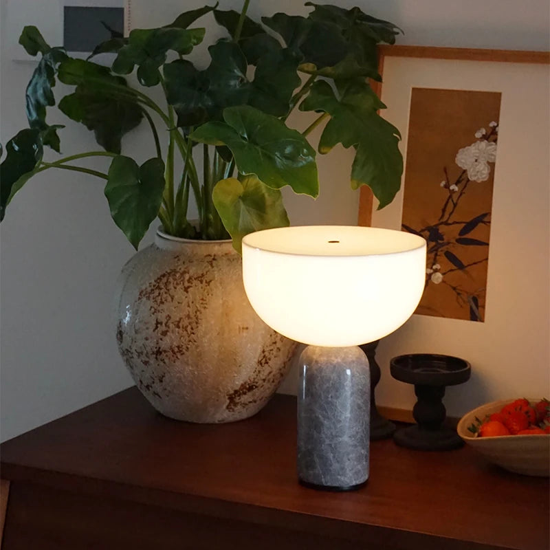 Mushroom Touch Table Lamp – Danish Marble Designer Bedside Light for Bedroom, Office, and High-End Interior Atmosphere
