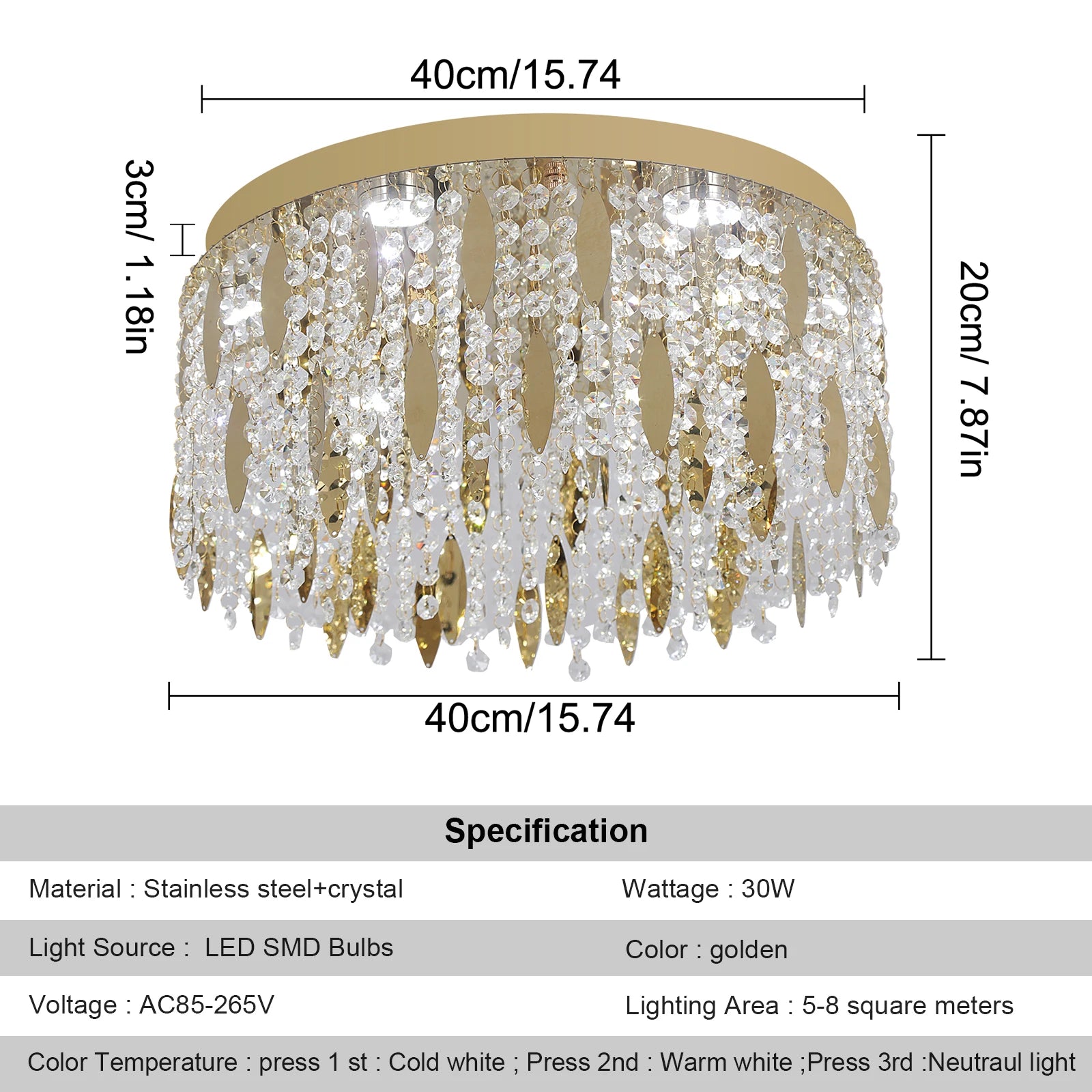 Luxury K9 Crystal LED Ceiling Lamp – Modern Chandelier for Living Room, Dining Room & Home Interior