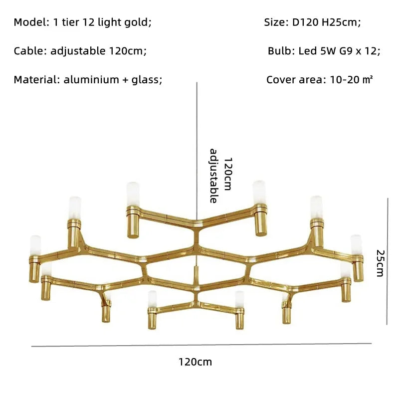 Modern Luxury Metal & Frosted Glass Geometric Ceiling Light – Adjustable Multi-Light Chandelier for Living Room, Dining Room & Hotels