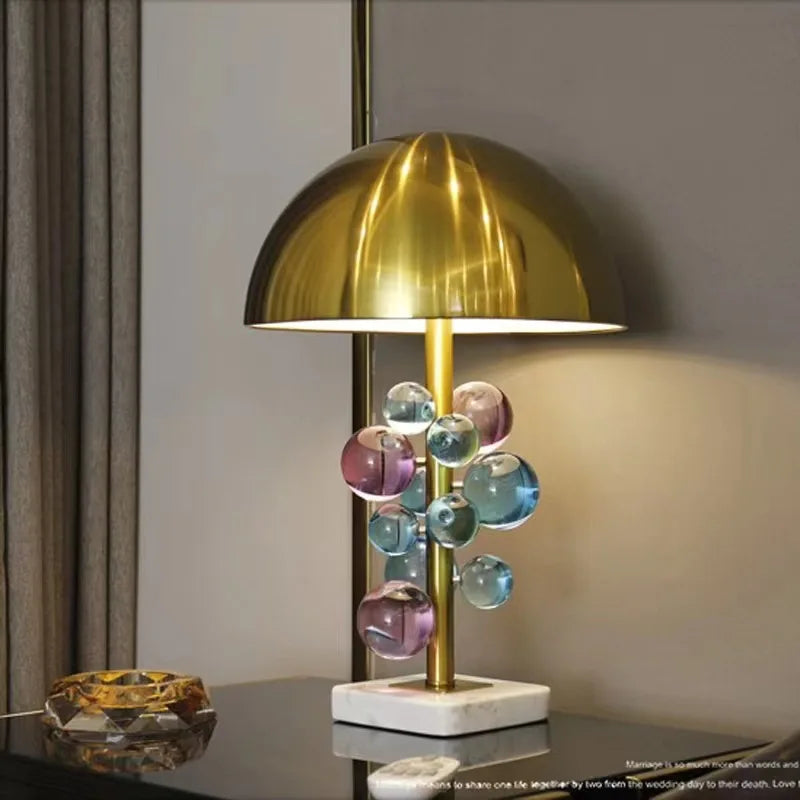 Creative Color Crystal Desk Lamp – Luxury Golden Art Deco Lighting for Bedroom, Living Room, and Villa Décor