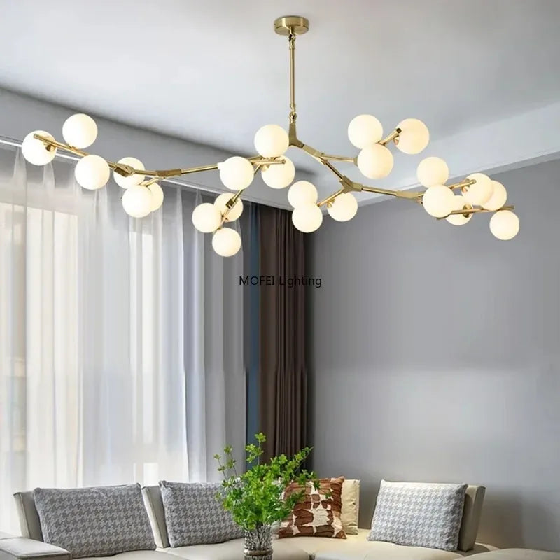 Nordic Creative Magic Bean Molecular Chandelier – Modern Branch LED Pendant Light