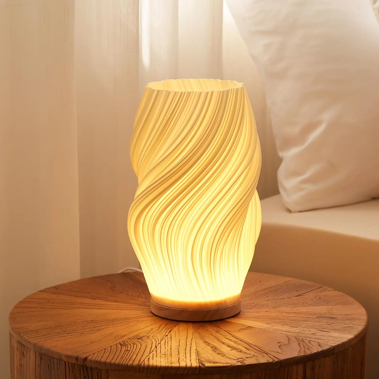 3D Pleated Desk Lamp – Dimmable Bedroom Bedside LED Light with 3 Levels and Atmosphere Design