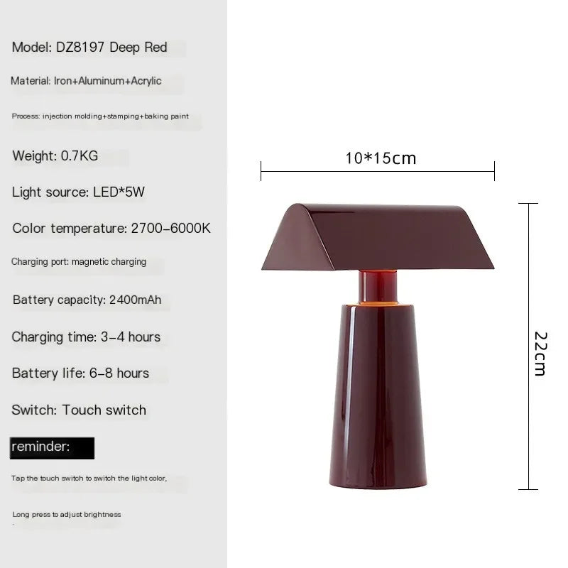 Italian Minimalist Wireless Portable Charging Table Lamp – Modern Light Luxury Bedside and Dining Table LED Decor