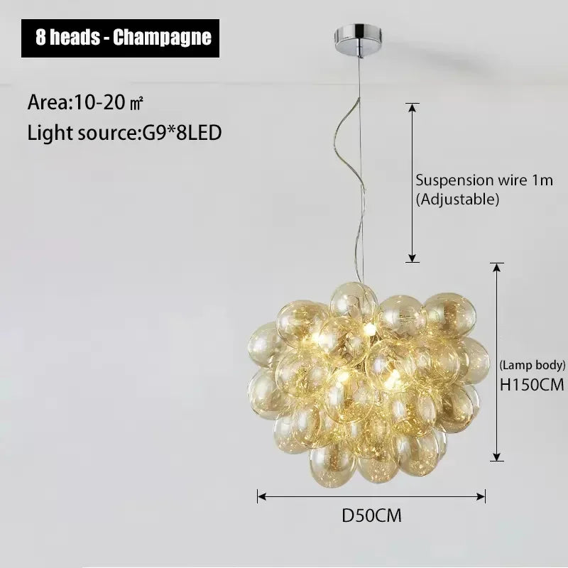 Nordic Balloon Bubble Glass Chandelier – Creative Smoke &amp; Clear Bubble Pendant Light for Kids’ Bedroom, Living Room & Restaurants