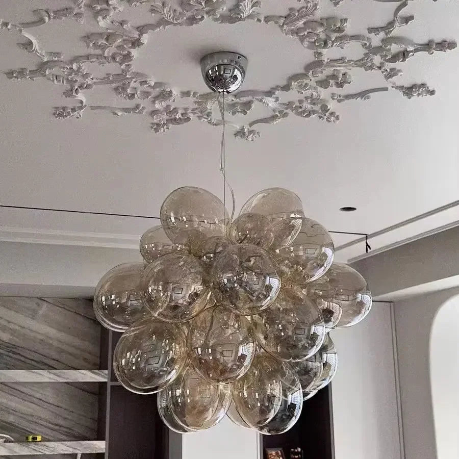 Nordic Balloon Bubble Glass Chandelier – Creative Smoke &amp; Clear Bubble Pendant Light for Kids’ Bedroom, Living Room & Restaurants