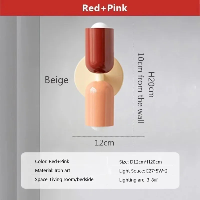 Modern Nordic Double-Head LED Wall Sconce – Minimalist Iron Design for Bedroom, Living Room & Study