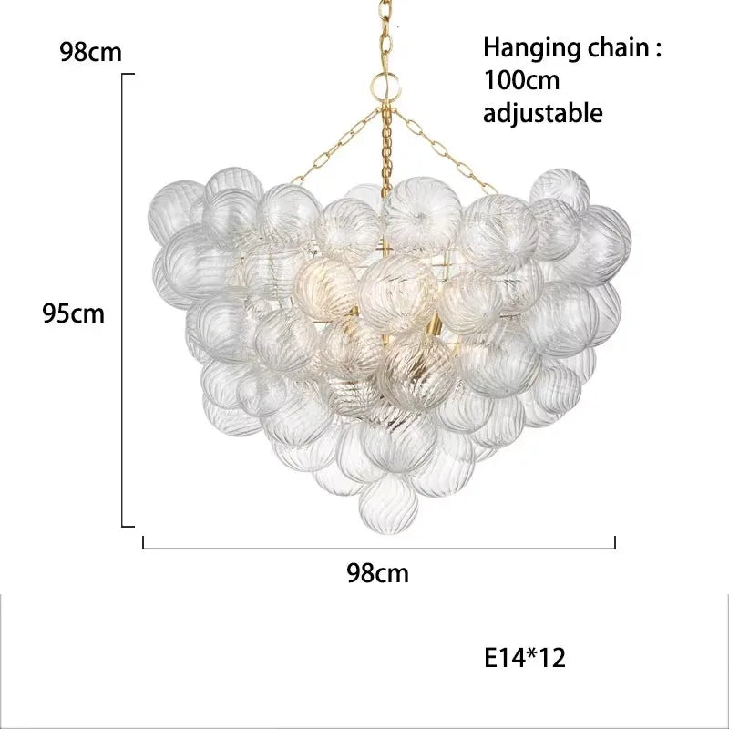 2025 Trendy Glass Bubble Art LED Chandelier – Modern Gold/Chrome Ceiling Light for Living Room Décor
