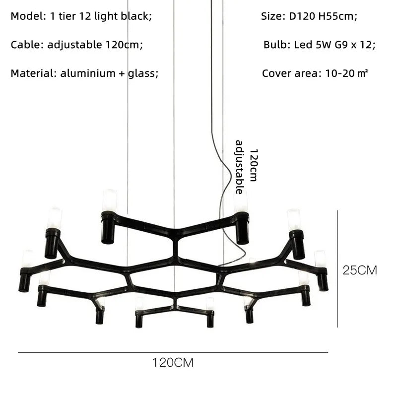 Modern Luxury Metal & Frosted Glass Geometric Ceiling Light – Adjustable Multi-Light Chandelier for Living Room, Dining Room & Hotels