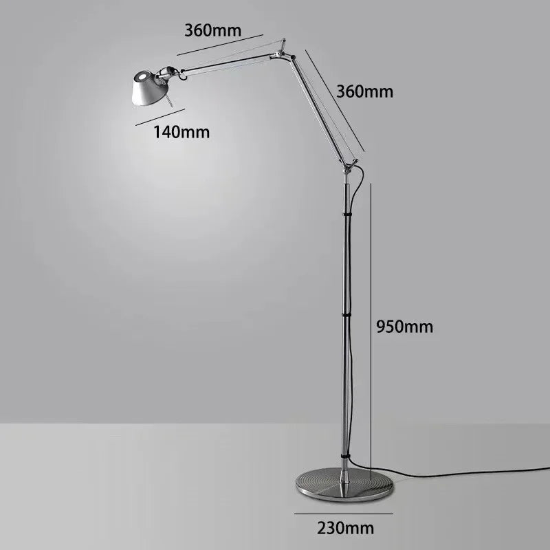 Long Arm Adjustable Floor Lamp – Modern Nordic LED Reading Light for Bedroom, Study, Office