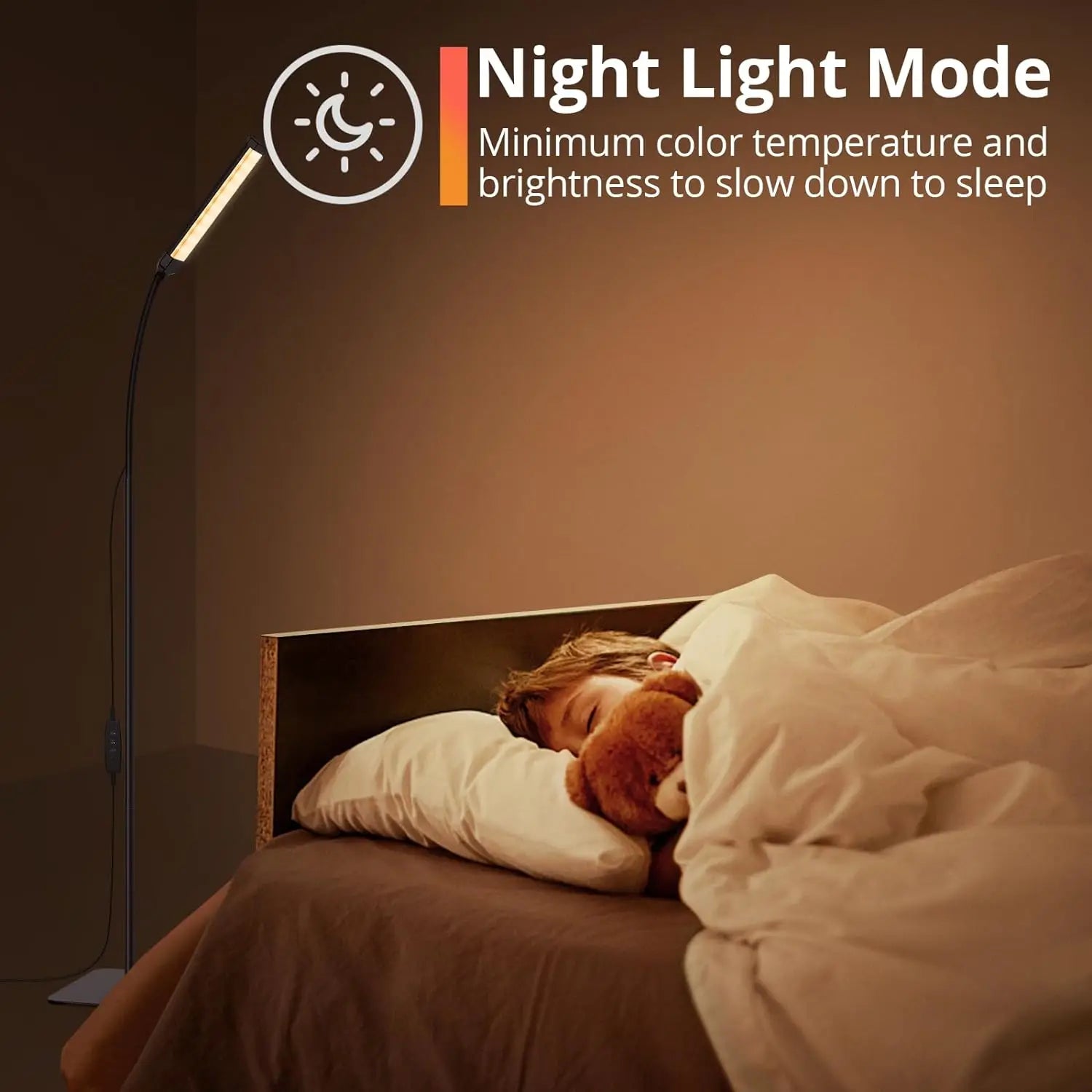 Dimmable LED Gooseneck Floor Lamp – Adjustable 3-Color, 5-Level Standing Light with Remote for Reading and Living Rooms