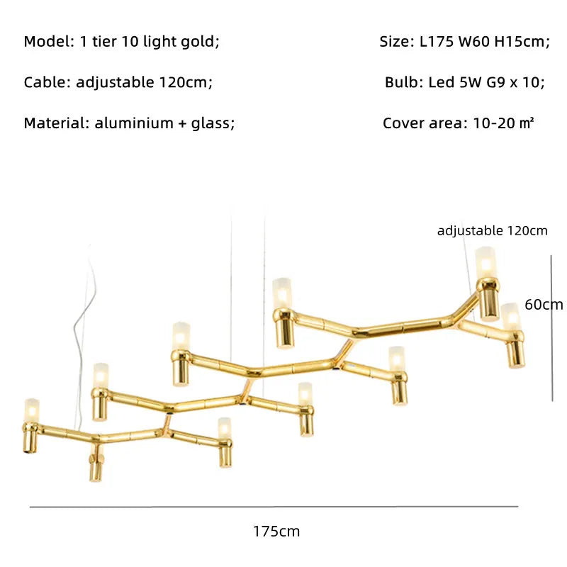 Modern Luxury Metal & Frosted Glass Geometric Ceiling Light – Adjustable Multi-Light Chandelier for Living Room, Dining Room & Hotels