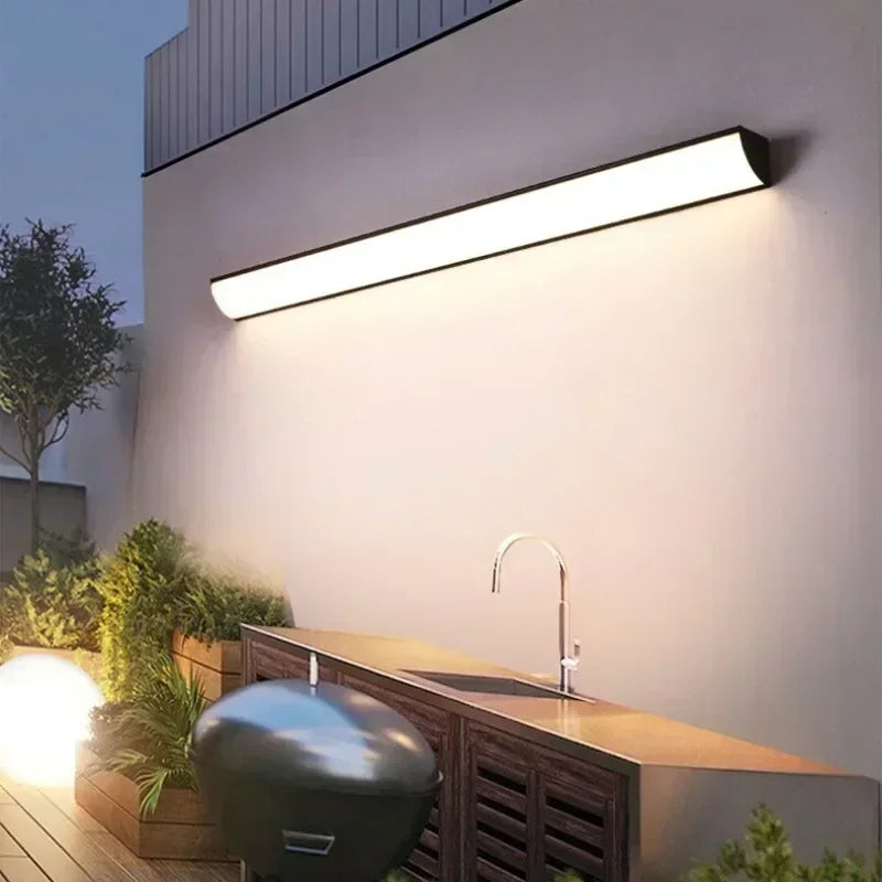 Minimalist Long Strip Wall Lamp – Waterproof Outdoor Wall Light, Motion Sensor Garden, Villa, Porch, Courtyard Lighting