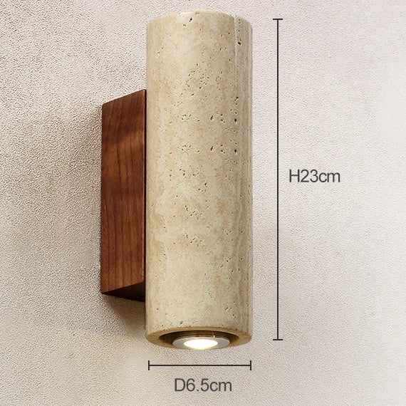 Modern Travertine Stone Wall Lamp – Natural Carved Sconce with E27 Lighting for Bedroom and Living Room