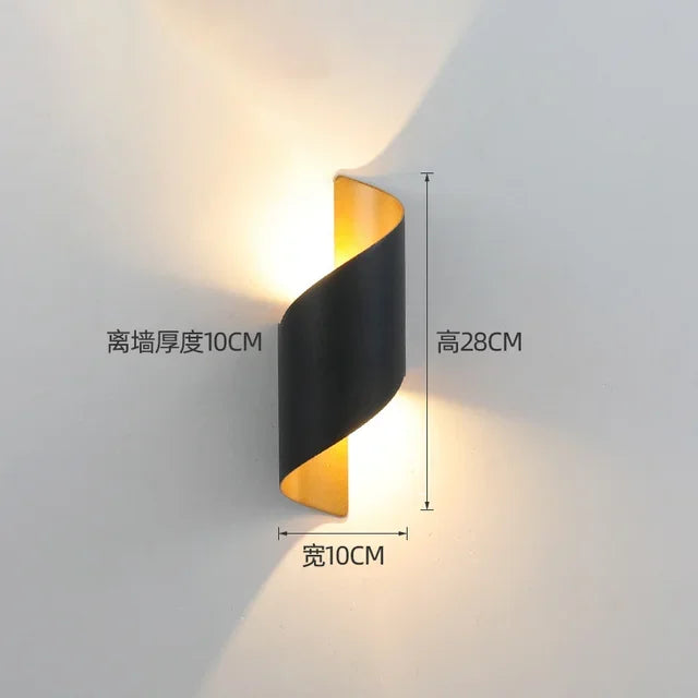 Modern Waterproof Spiral LED Wall Lamp – IP65 Up Lamp; Down Outdoor/Indoor Aluminum Sconce for Home, Porch, and Corridor Lighting