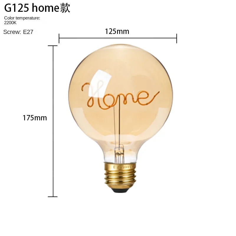 LED Filament Letter Bulb G125 LOVE – Warm Ambient Edison Light for Bedroom and Home Décor