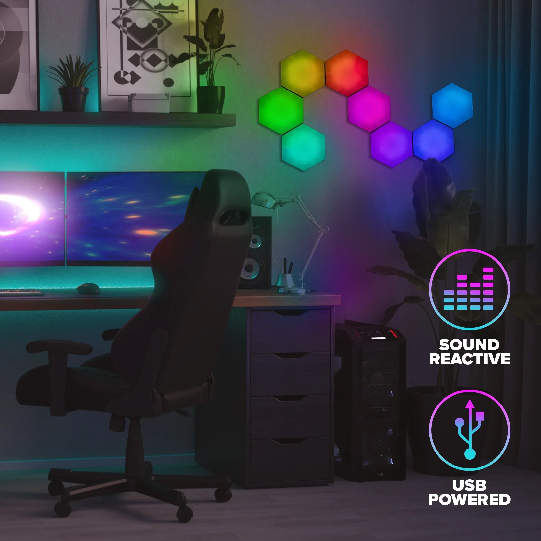 RGB LED Hexagon Wall Light – App Remote Controlled Gaming and Night Light Decoration