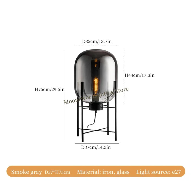 Vintage Glass Floor Lamp – Nordic Standing Light for Living Rooms, Bedrooms, and Corner Decor