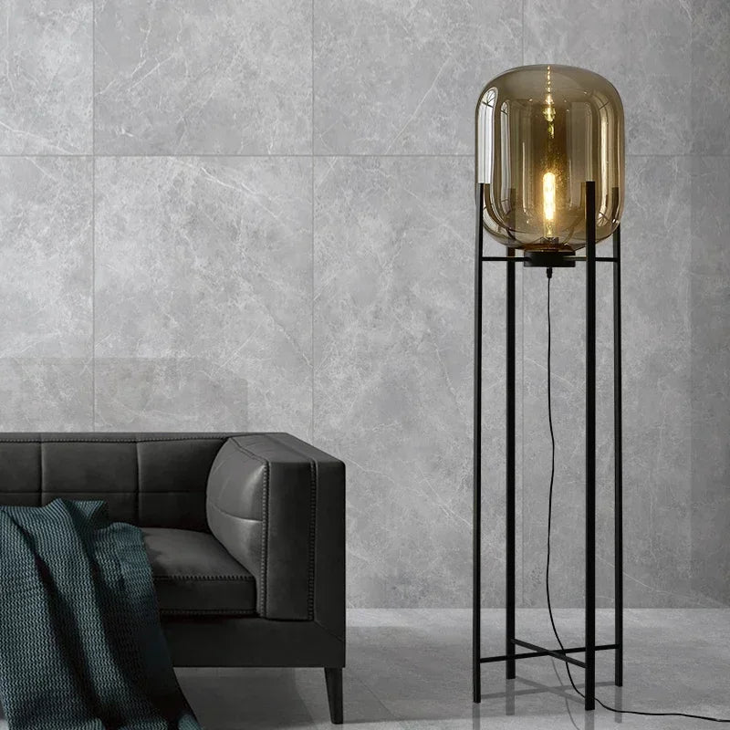 Vintage Glass Floor Lamp – Nordic Standing Light for Living Rooms, Bedrooms, and Corner Decor