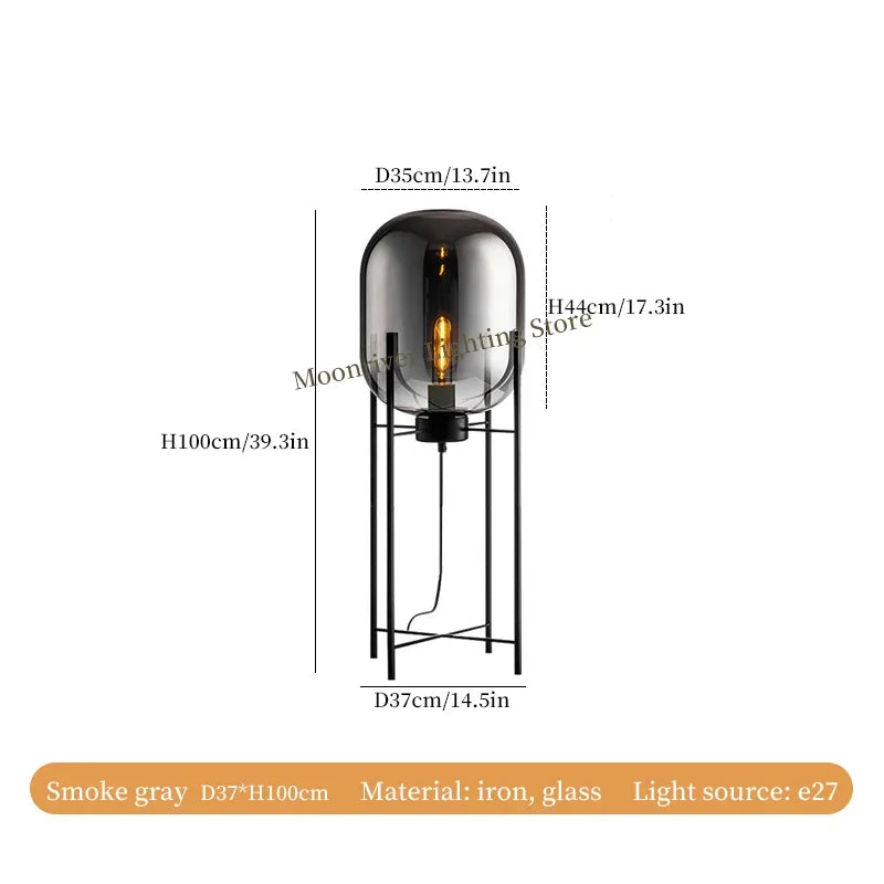 Vintage Glass Floor Lamp – Nordic Standing Light for Living Rooms, Bedrooms, and Corner Decor