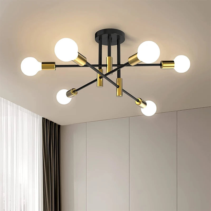 Retro Industrial Wrought Iron Ceiling Chandeliers LED Ceiling Lamp – Modern Home Luminaire for Living Room Decoration